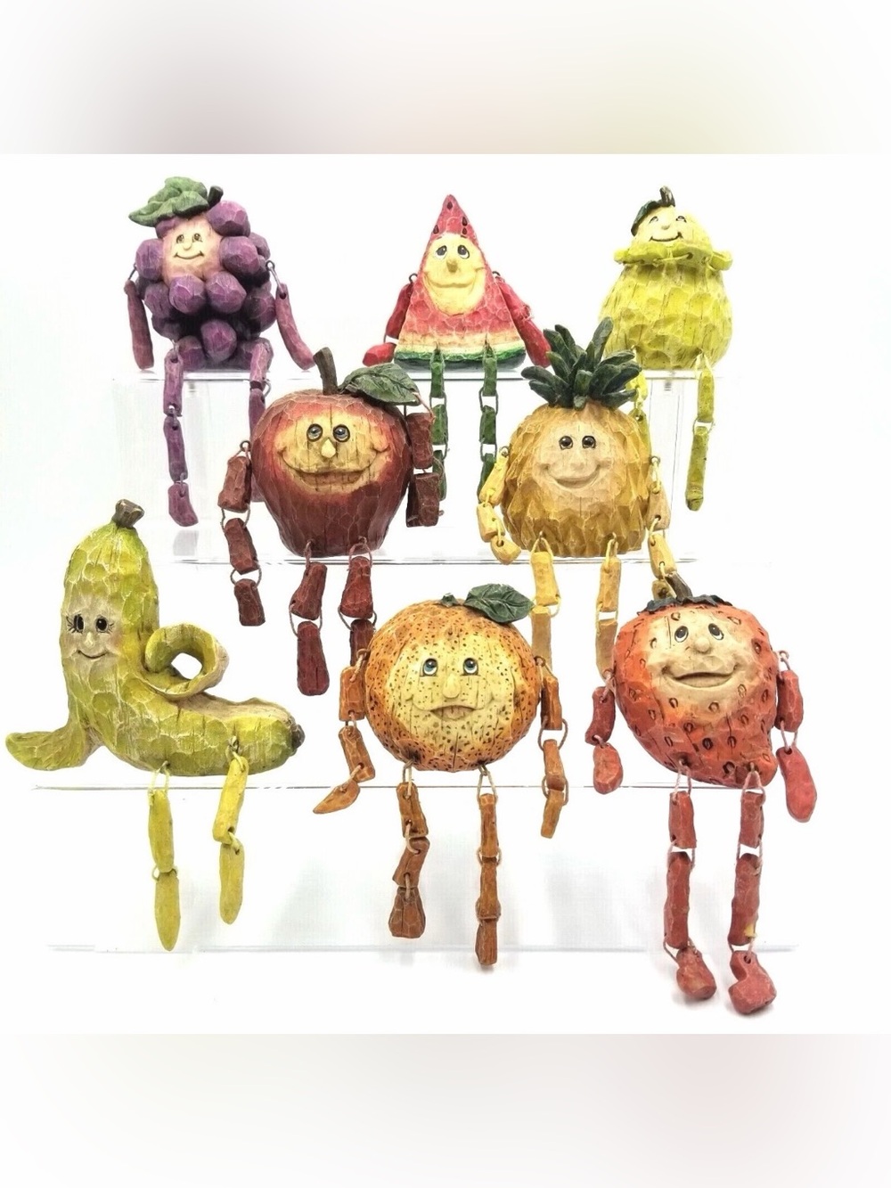 Vintage 1980s anthropomorphic resin fruit shelf-sitter figurines - Picture 2 of 2